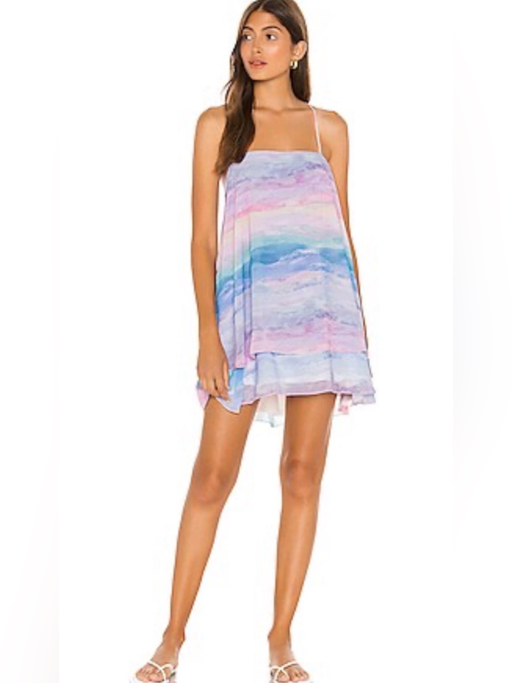 Show Me Your MuMu Pastel Watercolor Mini Dress in Lavender, Pink, Blue